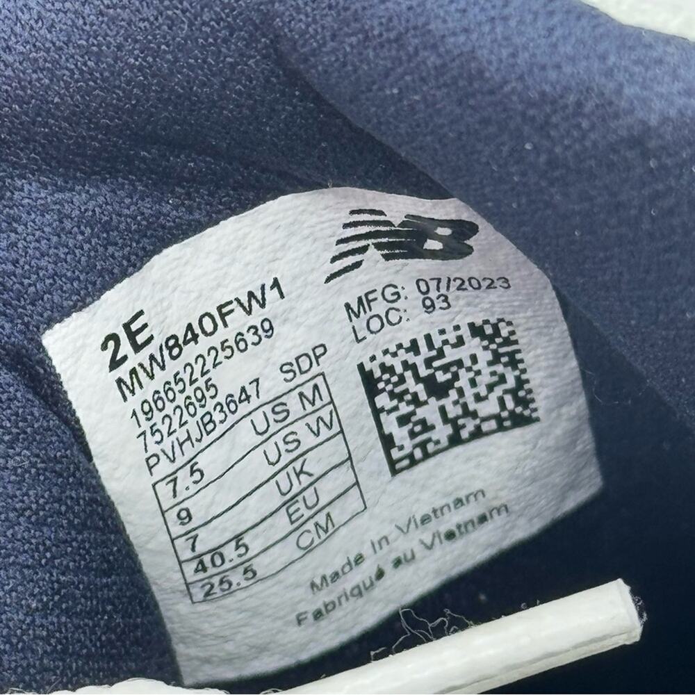 New Balance Fresh Foam X 840F White Team Navy Walking Sneakers Men’s 7.5 Wide - Picture 7 of 8